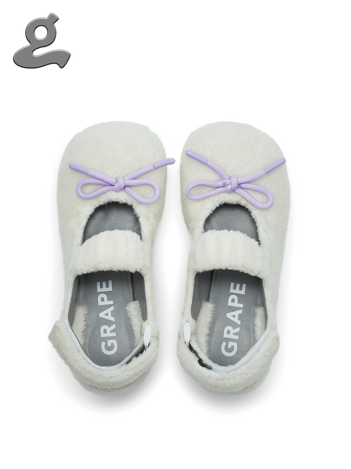靴 grape White Microfiber Platform Slippers White Quilted Drawstring Sandals “BALLERINA” | GRAPE